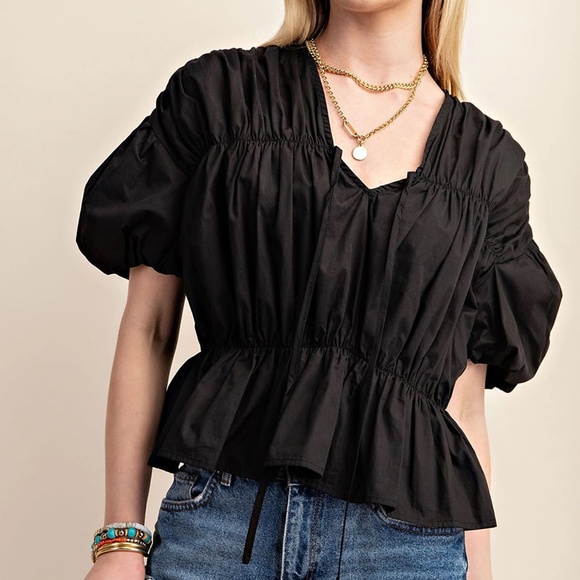 NWT Black Puff Sleeve Tops - Picture 1 of 6